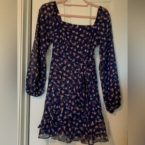 Altar'd State Navy Floral Long Sleeve Dress